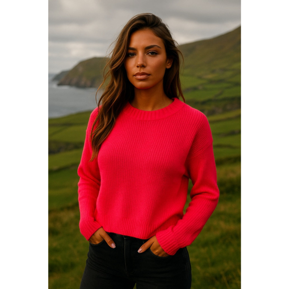 wild fable Sweaters - Wild Fable Hot Pink Sweater Knit Autumn Bright Barbie Lounge Pullover Urban Boho